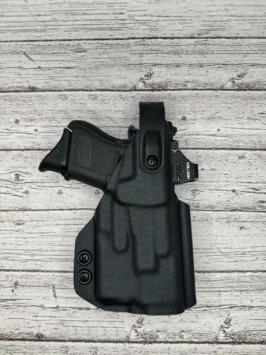 Level 2 Light bearing OWB Paddle Holster for Glock 26  Pistol Streamlight TLR-6 .126 Kydex